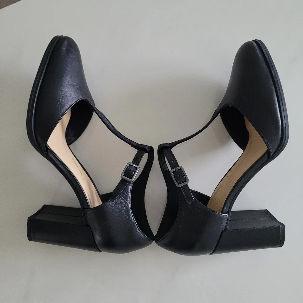 Clarks Black T-Strap Women's Heels - Picture 4 of 7